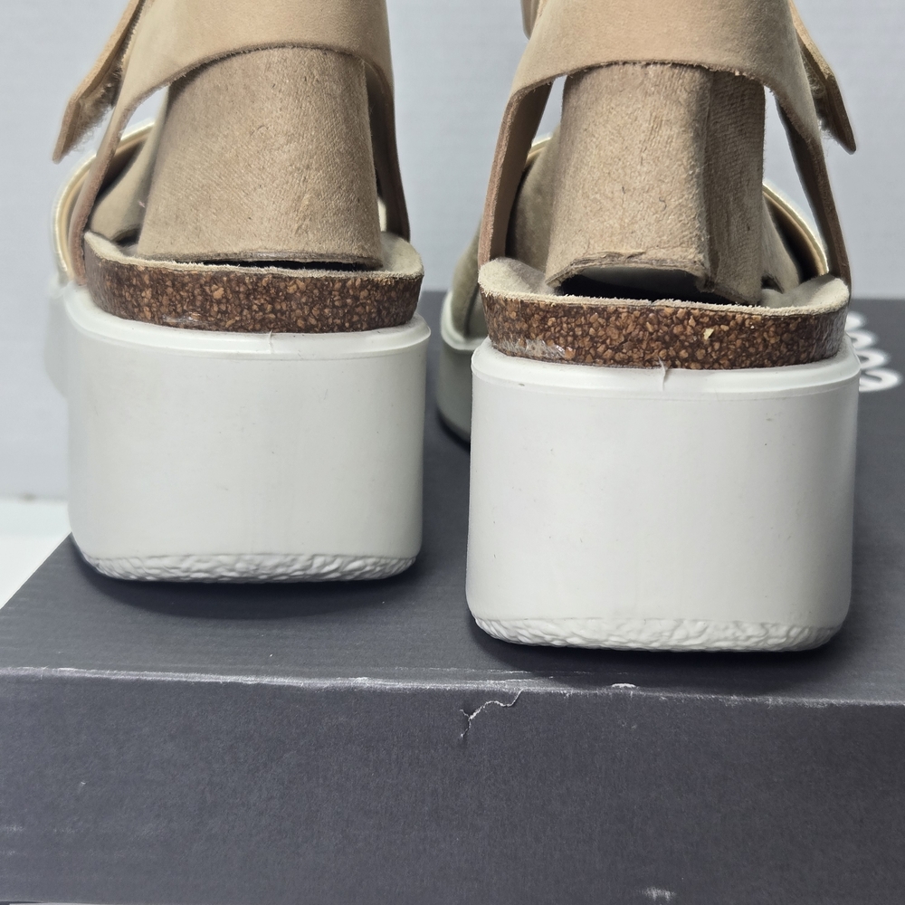 ECCO Women's Flowt Wedge Nubuck Leather Cork Sandals Size 7 - 7.5 - Picture 4 of 14